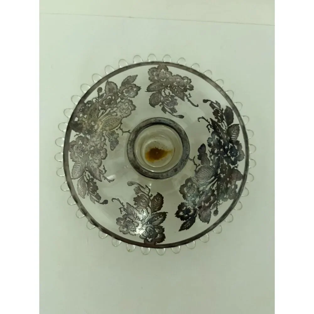 Vintage Candle Holder Detailed With Sterling Overlay - Very Unique - This Was Cr